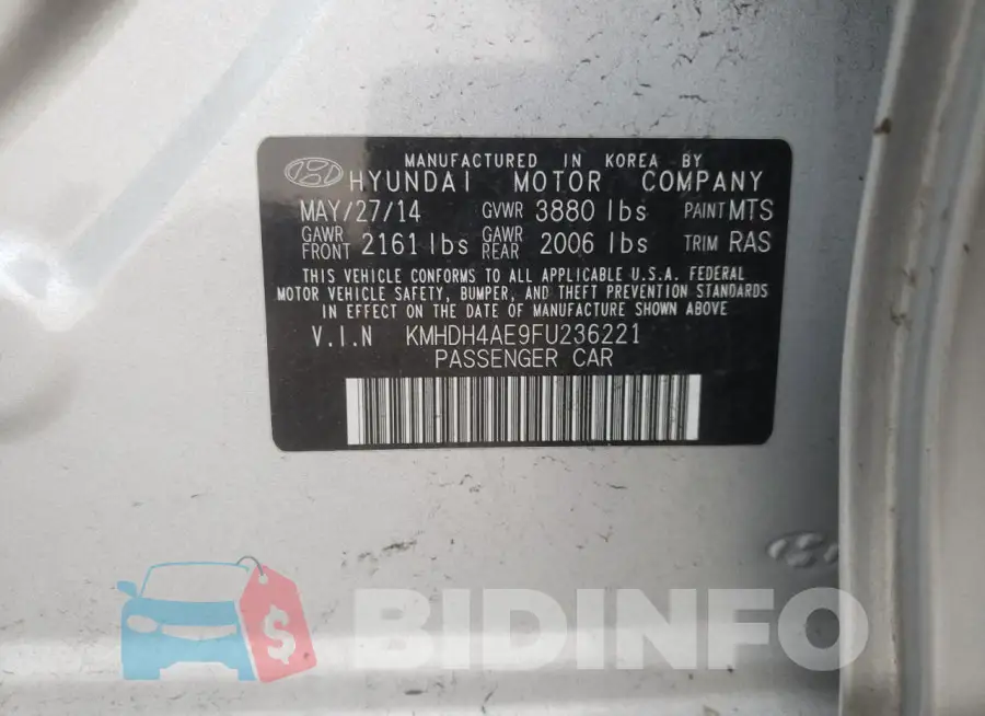 KMHDH4AE9FU236221 Photo# 12