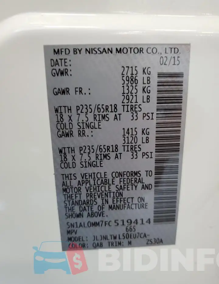 5N1AL0MM7FC519414 Photo# 14