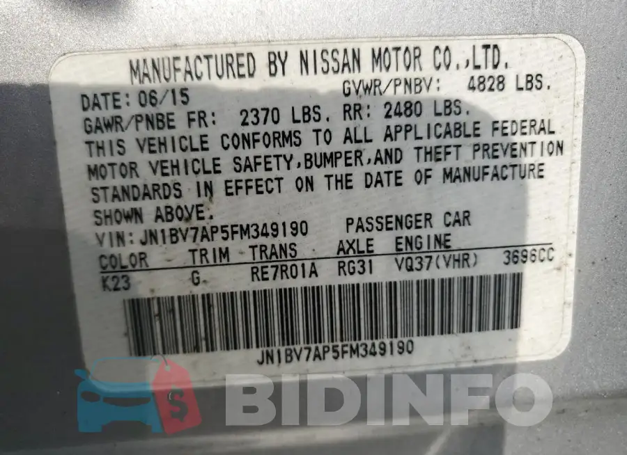 JN1BV7AP5FM349190 Photo# 12