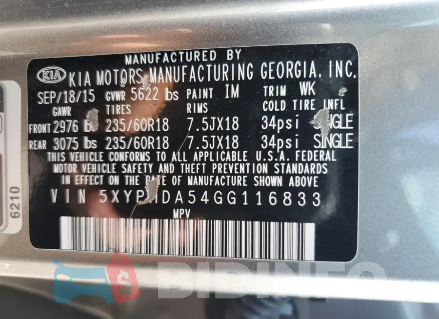 5XYPHDA54GG116833 Photo# 13