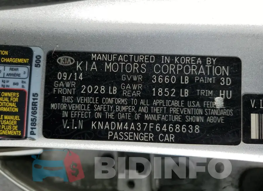 KNADM4A37F6468638 Photo# 12