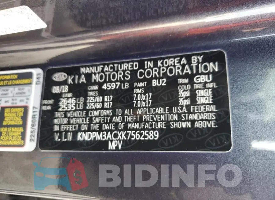 KNDPM3ACXK7562589 Photo# 14