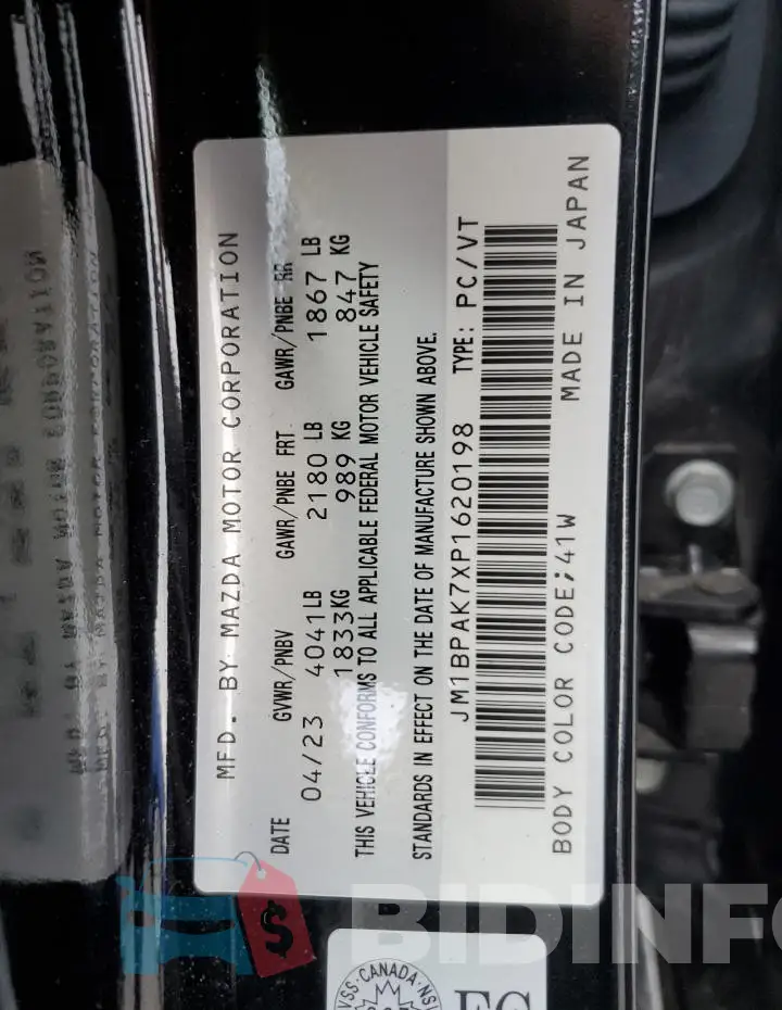 JM1BPAK7XP1620198 Photo# 13
