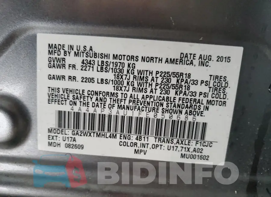 4A4AP3AU1FE050686 Photo# 12