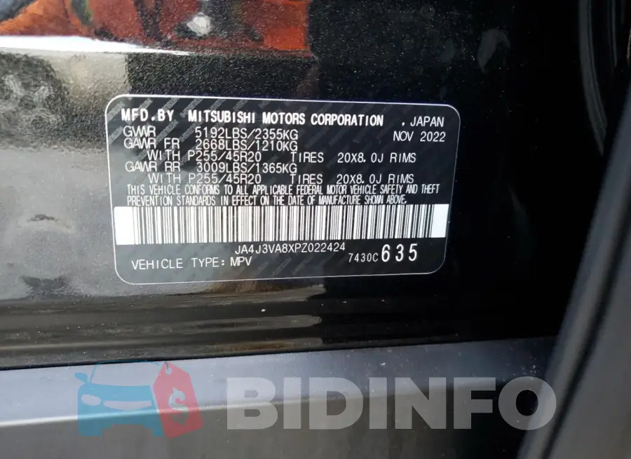 JA4J3VA8XPZ022424 Photo# 13