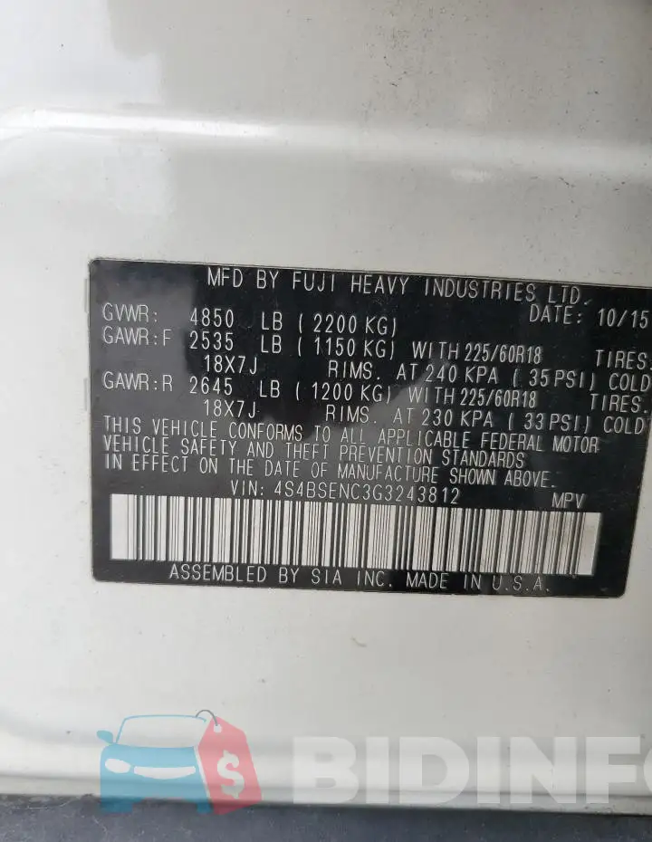 4S4BSENC3G3243812 Photo# 13