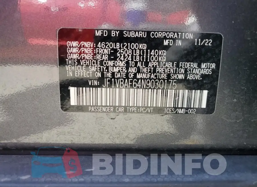 JF1VBAF64N9030175 Photo# 13