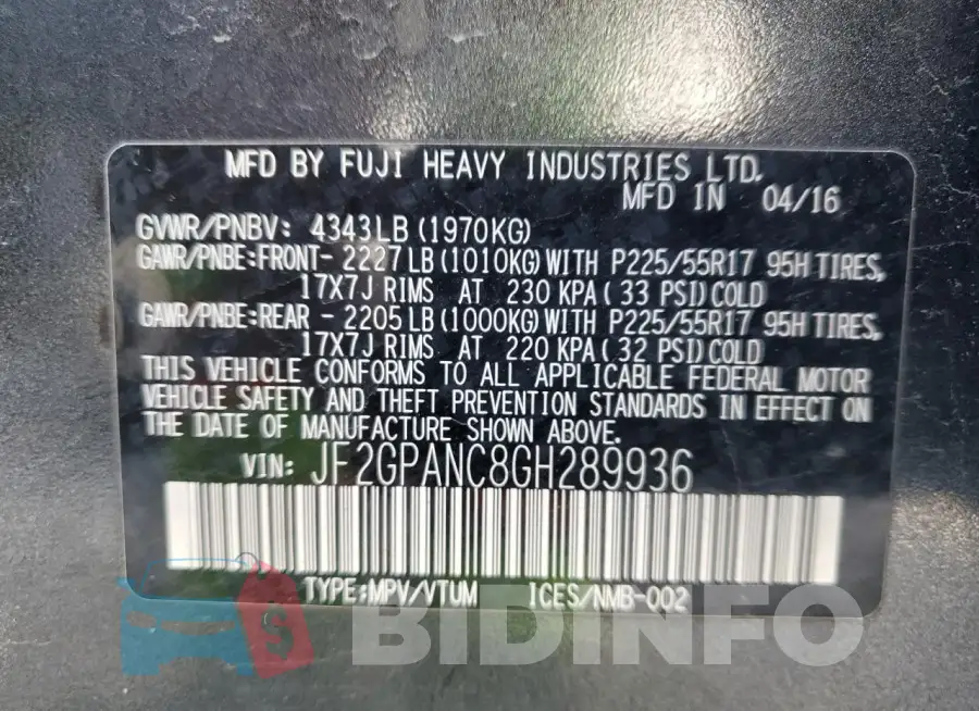 JF2GPANC8GH289936 Photo# 13