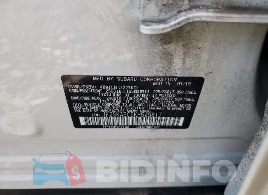 JF2SKAEC5KH529817 Photo# 13