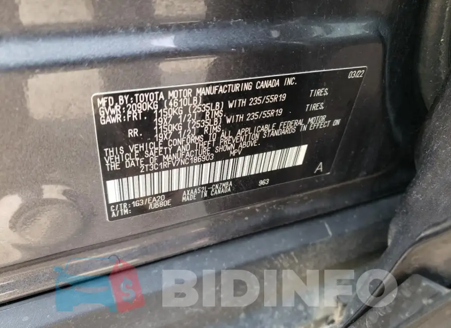 2T3C1RFV7NC186903 Photo# 13