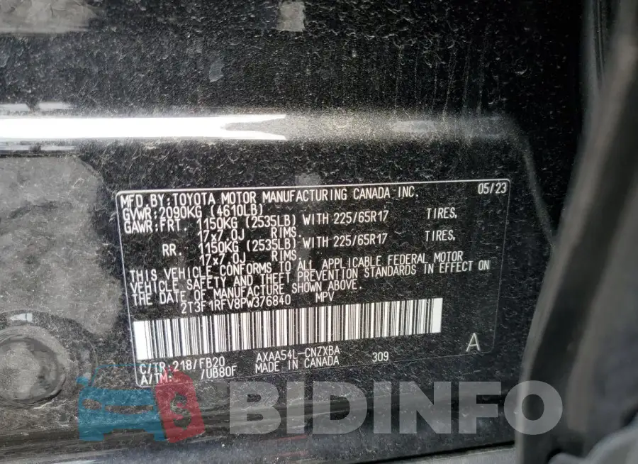 2T3F1RFV8PW376840 Photo# 13