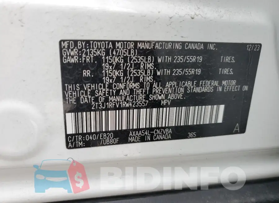 2T3J1RFV1RW423557 Photo# 13