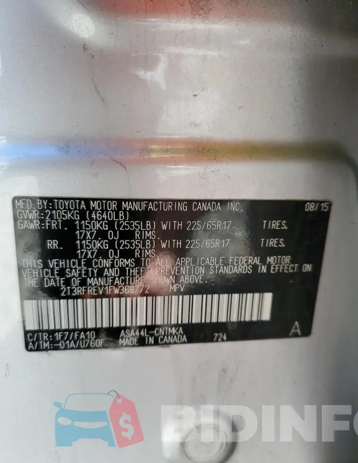 2T3RFREV1FW368772 Photo# 13