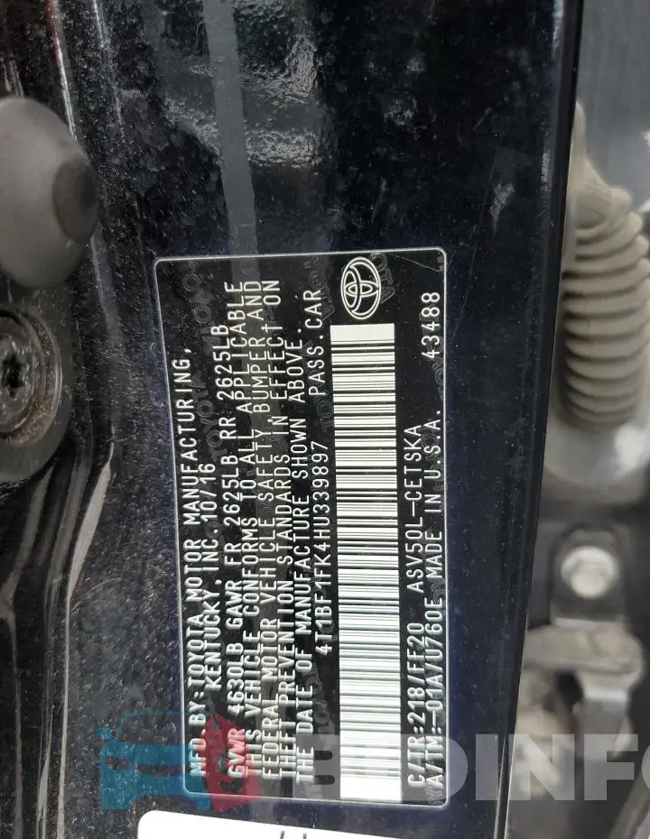 4T1BF1FK4HU339897 Photo# 12