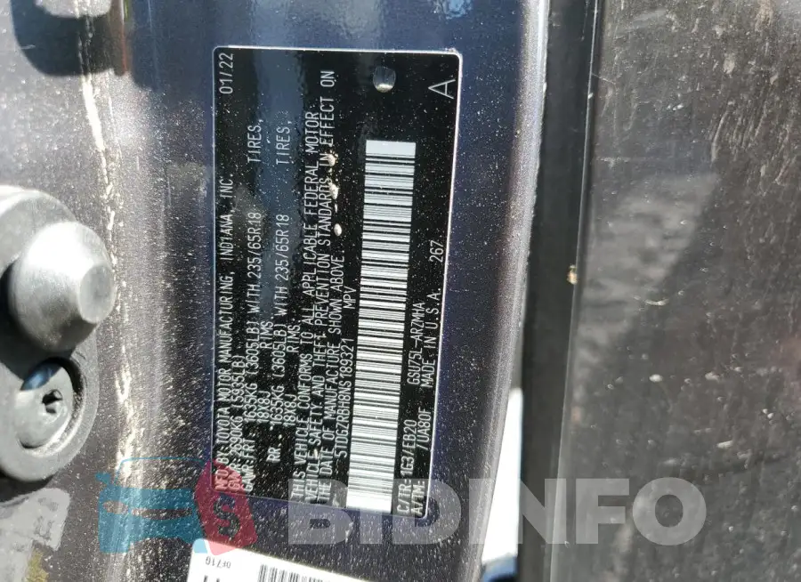 5TDGZRBH8NS189321 Photo# 13