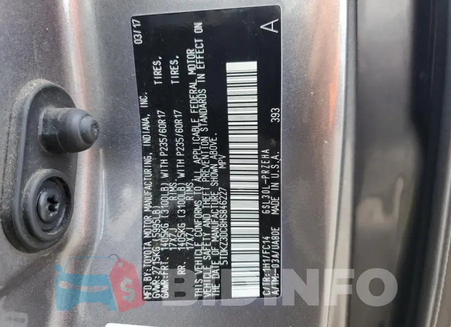 5TDKZ3DC8HS846227 Photo# 13