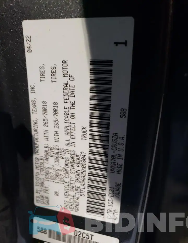 5TFLA5AA2NX008047 Photo# 12