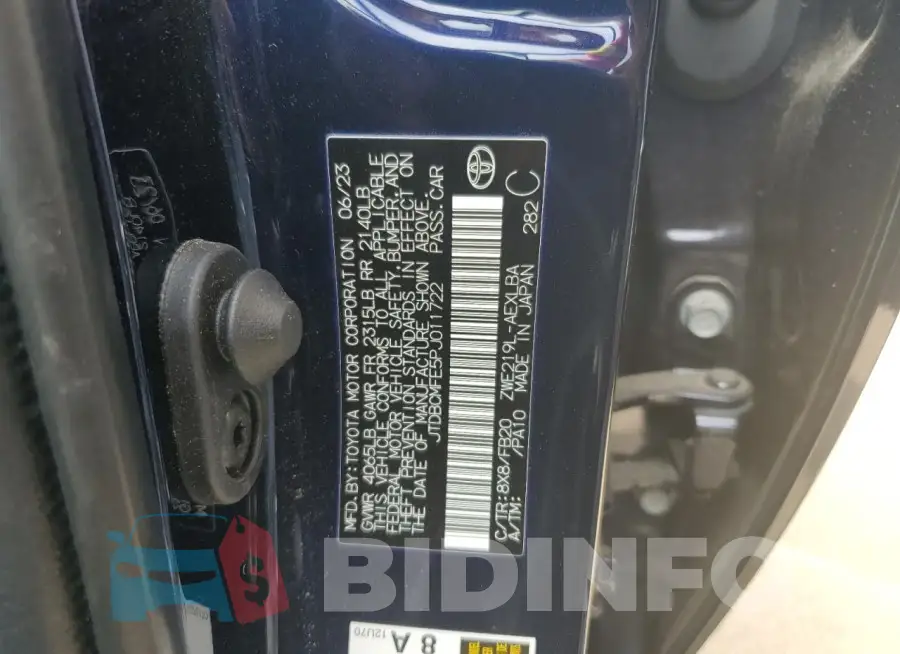 JTDBCMFE5PJ011722 Photo# 12