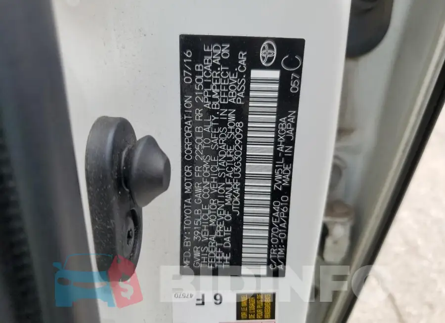 JTDKARFU3G3029098 Photo# 13