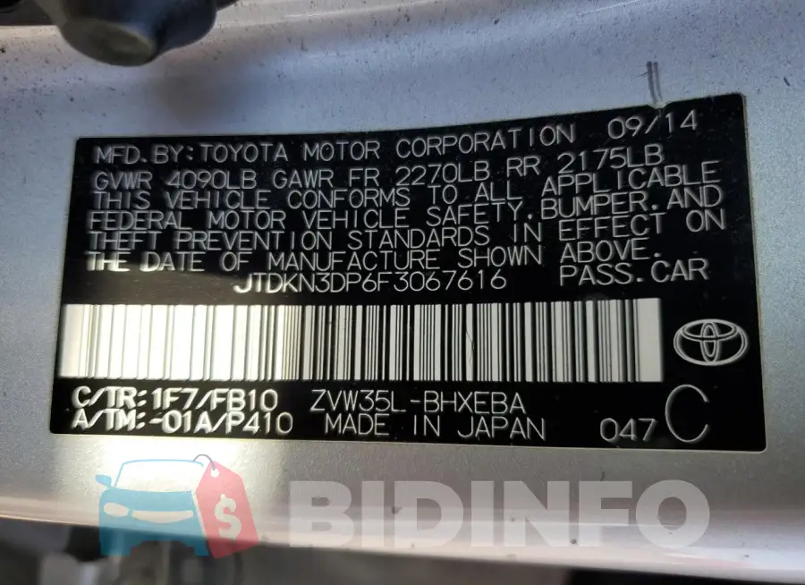 JTDKN3DP6F3067616 Photo# 12