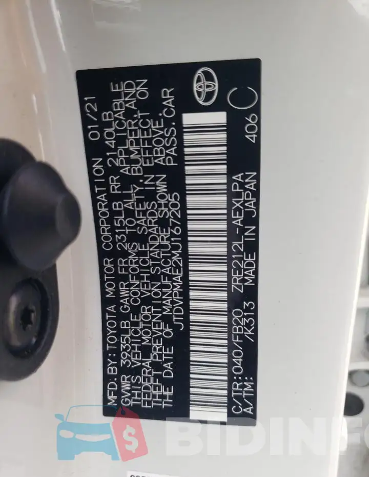 JTDVPMAE2MJ167205 Photo# 12