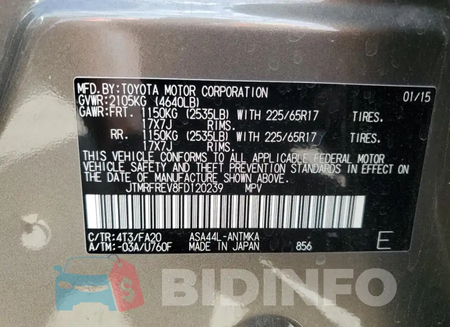 JTMRFREV8FD120239 Photo# 13