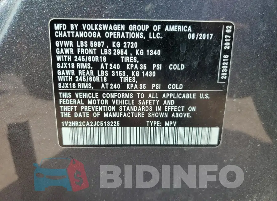 1V2HR2CA2JC513225 Photo# 13