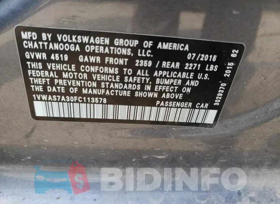 1VWAS7A30FC113578 Photo# 12