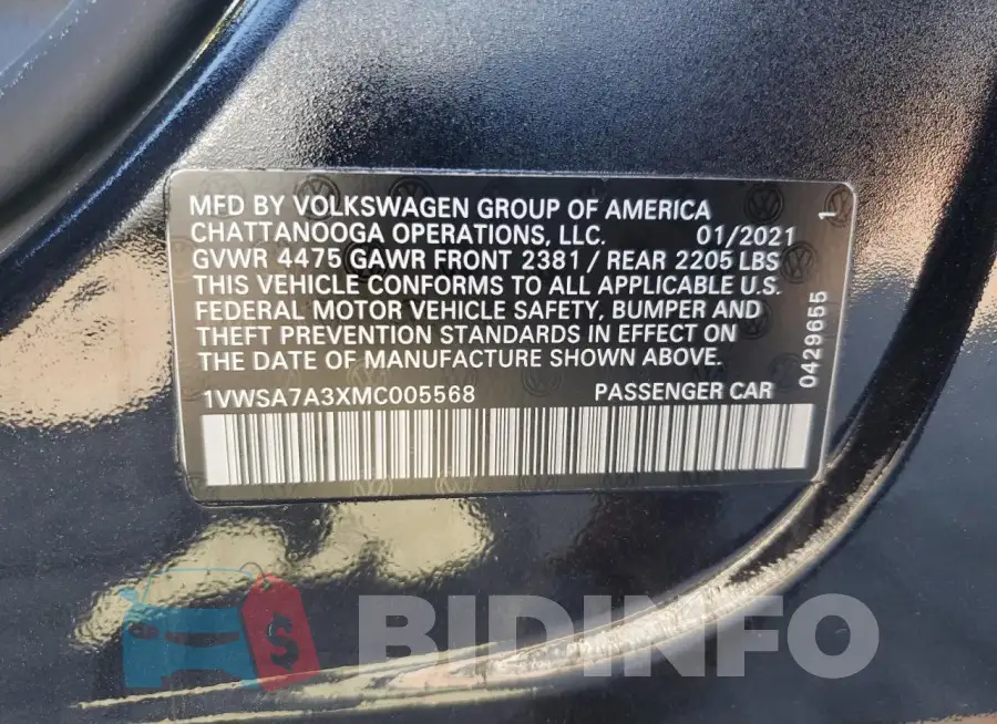 1VWSA7A3XMC005568 Photo# 12