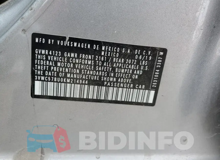 3VWC57BU0KM214944 Photo# 12