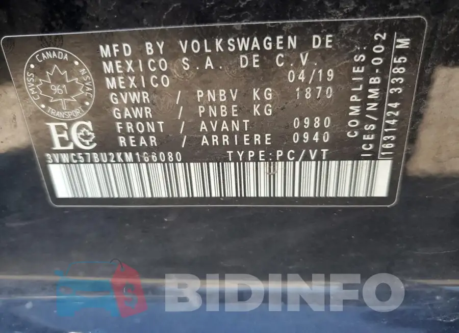 3VWC57BU2KM186080 Photo# 12