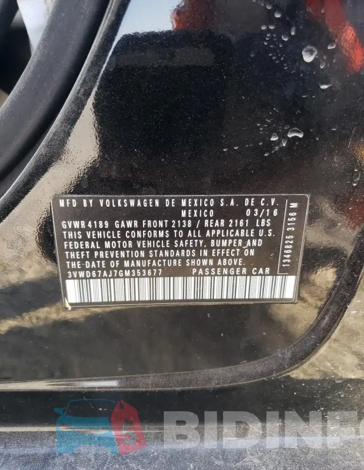 3VWD67AJ7GM353677 Photo# 12