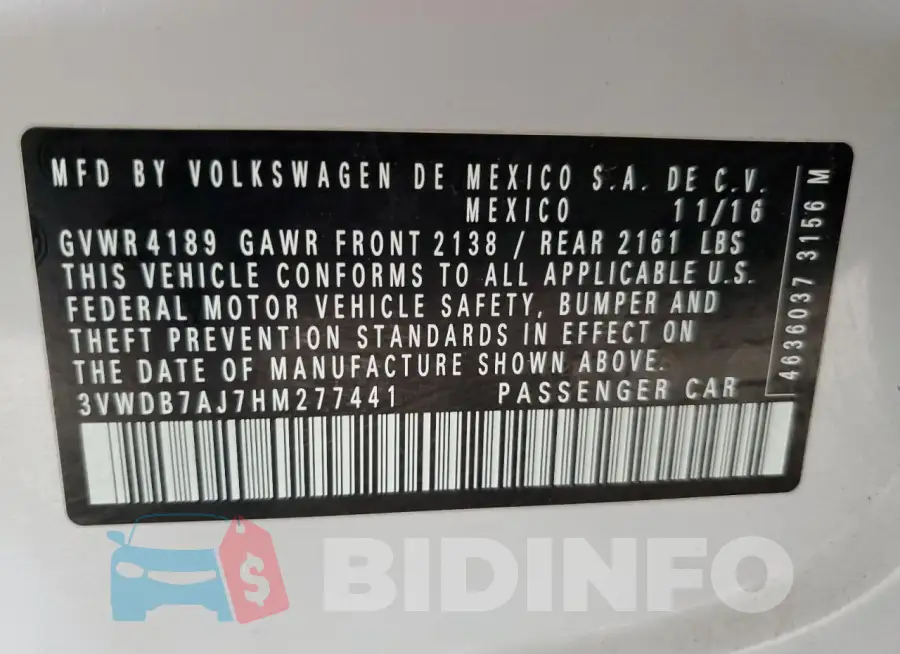 3VWDB7AJ7HM277441 Photo# 12
