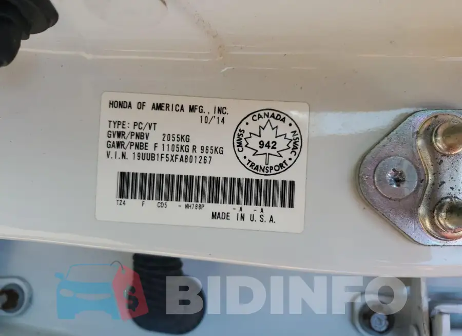 19UUB1F5XFA801267 Photo# 12