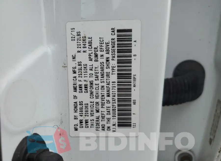 19UUB2F5XFA017516 Photo# 12