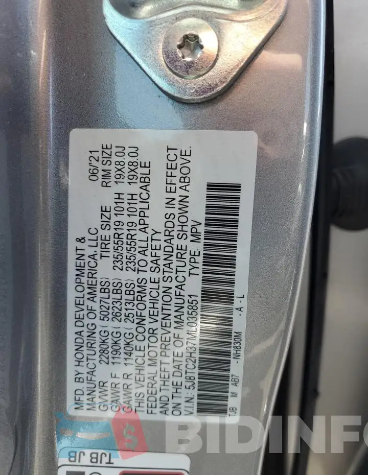 5J8TC2H37ML035851 Photo# 12