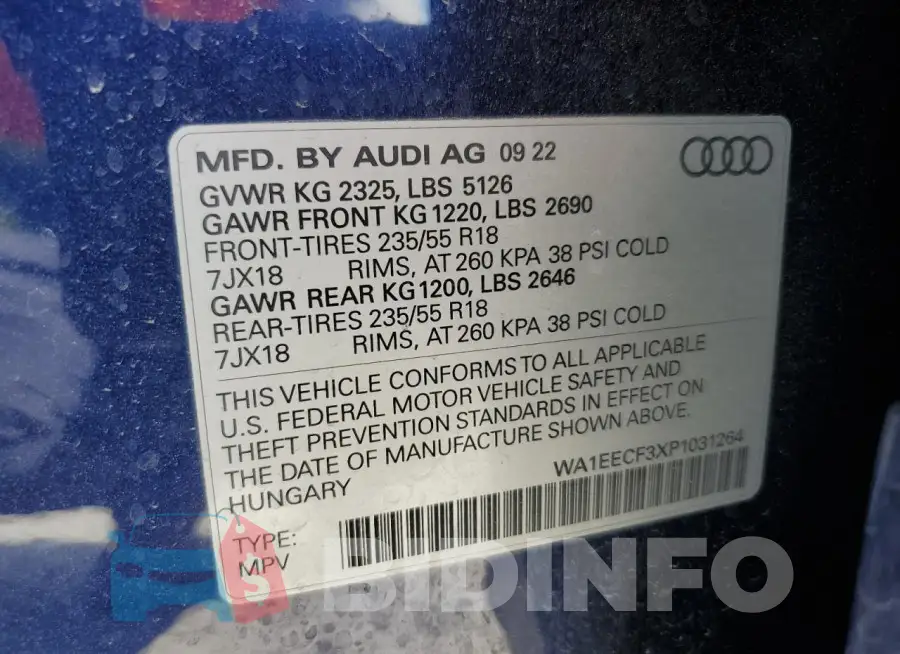 WA1EECF3XP1031264 Photo# 13
