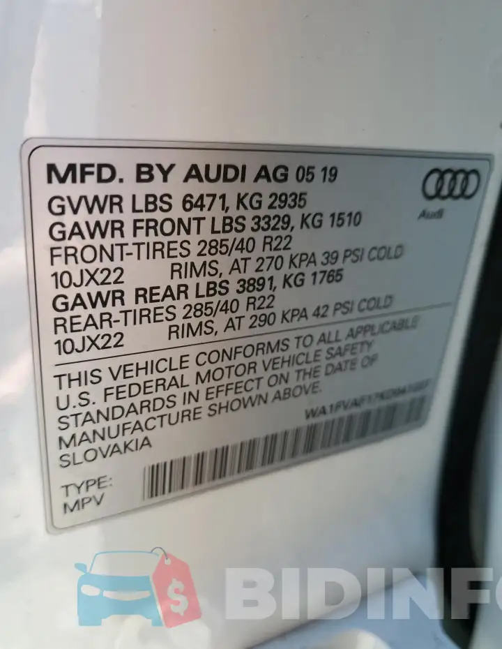 WA1FVAF17KD041037 Photo# 13
