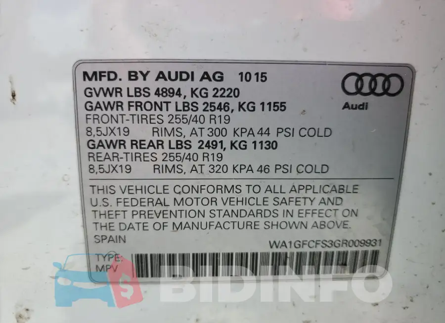 WA1GFCFS3GR009931 Photo# 12