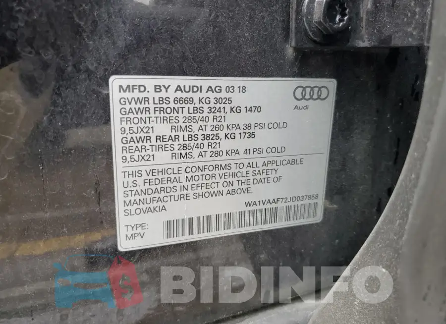 WA1VAAF72JD037858 Photo# 13