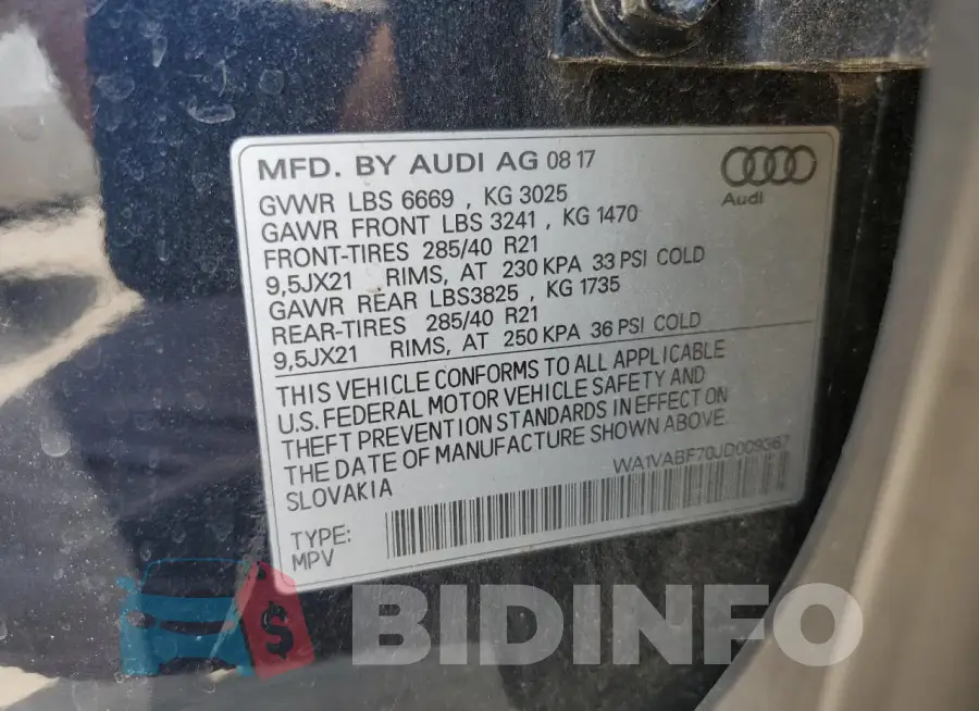 WA1VABF70JD009367 Photo# 14