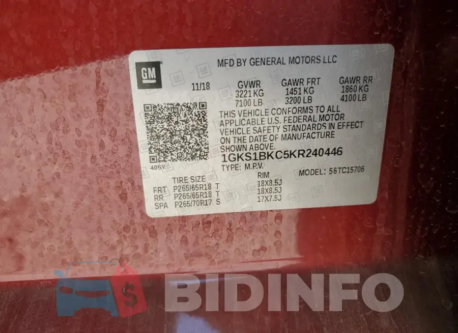 1GKS1BKC5KR240446 Photo# 13