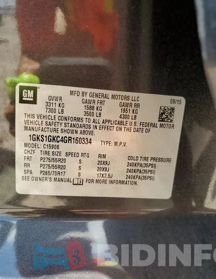 1GKS1GKC4GR160334 Photo# 13