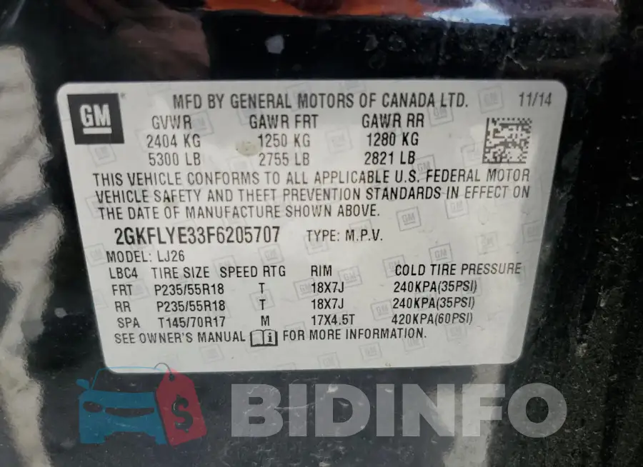 2GKFLYE33F6205707 Photo# 13