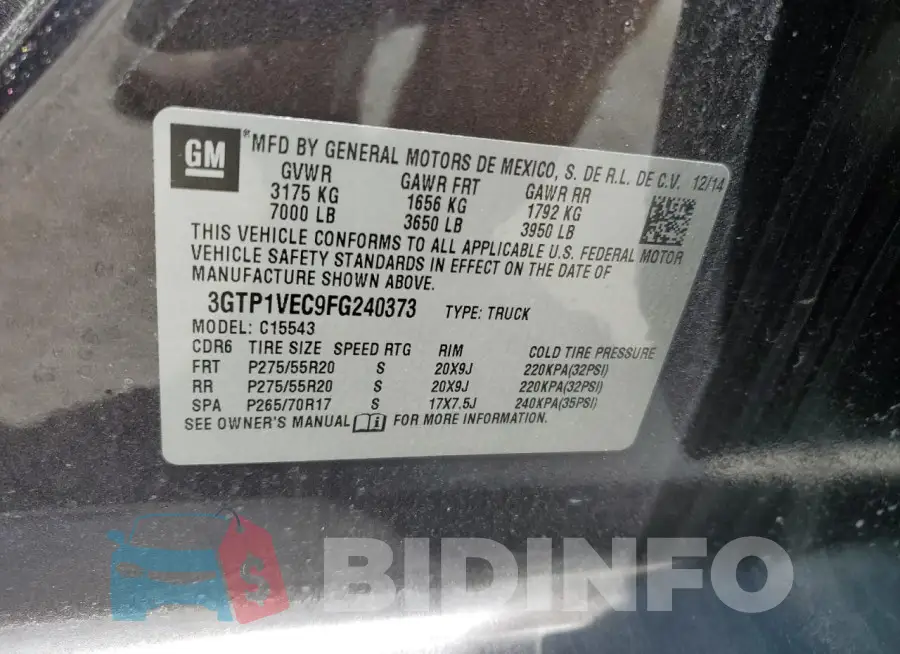 3GTP1VEC9FG240373 Photo# 12