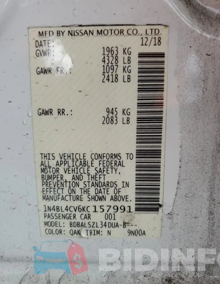 1N4BL4CV6KC157991 Photo# 12