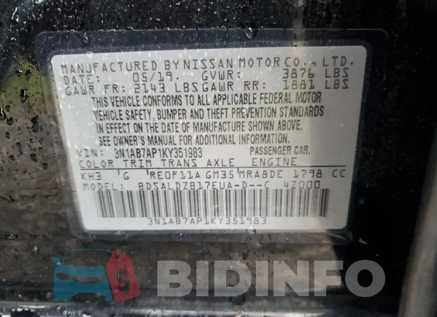 3N1AB7AP1KY351983 Photo# 12
