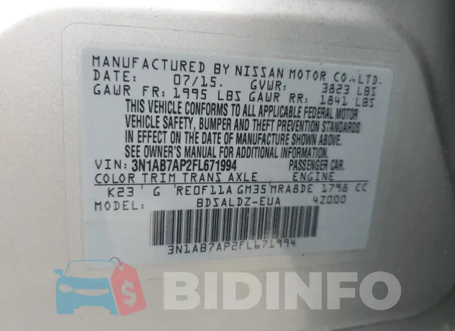 3N1AB7AP2FL671994 Photo# 12