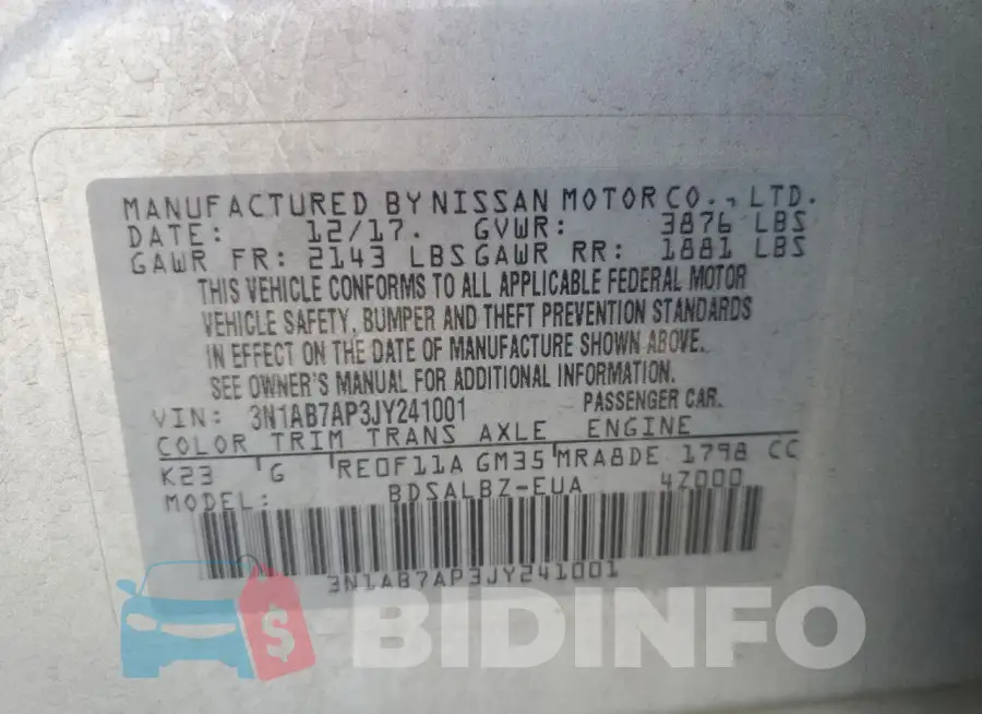 3N1AB7AP3JY241001 Photo# 13