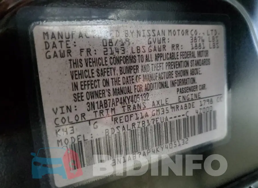 3N1AB7AP4KY405132 Photo# 12